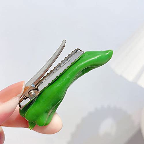 Fried Crab Claws Hair Clip Simulation Food Hairpin,Funny Duckbill Clip Kelp Shrimp Fries Barbecue Hair Clips Hair Accessories(Red Pepper) #TOP3