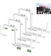 HFHOME Set of 4 Adjustable Window Planter Box Brackets, White Brackets for Window Boxes Planters,...