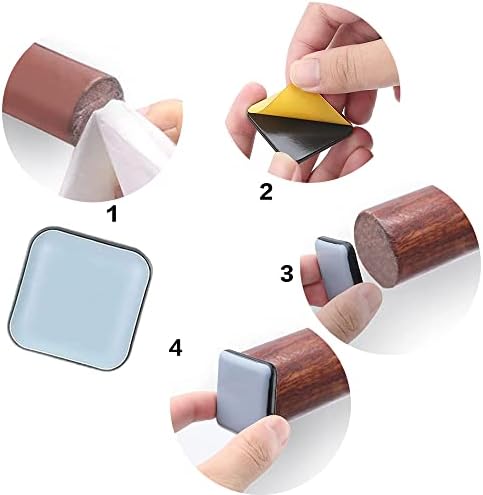 24 Pcs Furniture Sliders PTFE Teflon Self-Adhesive Furniture Glides Square Furniture Gliders Floor Protector Pads Self Adhesive Chair Leg for Heavy Furniture Sofa Easy Movers