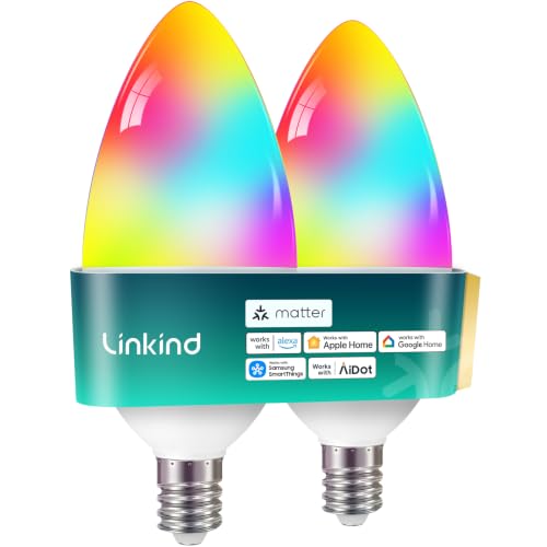 Linkind Matter E12 Led Bulb Color Changing Smart Light Bulbs 2 Pack