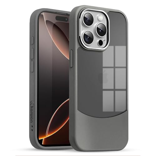 Image of KARWAN️Fusion Edge Leather Transparent Mobile Back Case | Slim Fit | Anti-Fingerprint| Scratch-Resistant | Premium Grip | Shockproof case | Back Cover for iPhone 15 Pro || Grey
