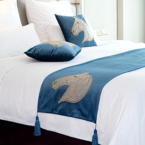 Comfeeling Horse Bed Runner Scarf For Bedroom Velvet Solid Color Decorative Protector With Tassal For Home Hotel Guestrooms (King: 17.7 × 94 Inch, Black) #TOP4