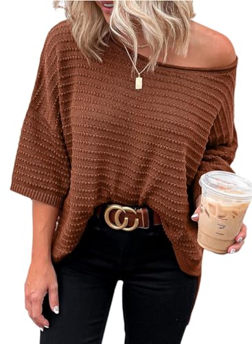 Cuptaccc Tops für Damen Lässige Elegante 3/4 Ärmel Oberteile Solide...