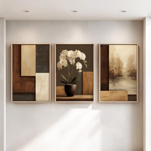 Tableau decoration murale set de 3 en toile rustique 40x50cm