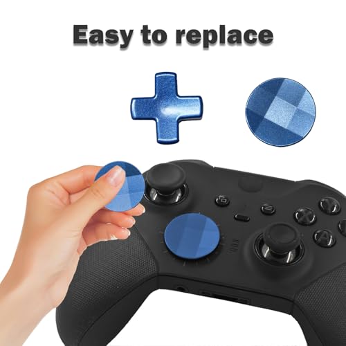 Image of 2Pcs Elite 2 D-pads Replacements for Xbox Elite Series 2 Controller, Magnetic D-pads Replacement Parts for Xbox One Elite Series 2 /Series 2 Core /Series 1 Controller, Metallic Cross-shaped D-pad(Blue)