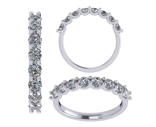 NANA Jewels CZ or Moissanite U shaped half Eternity Wedding & Anniversary Ring Stackable Sterling Silver