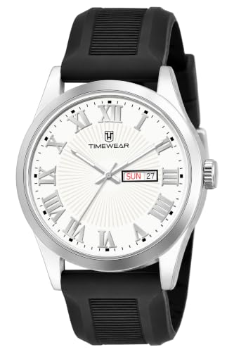 Image of TIMEWEAR Roman Track Dial, Day & Date Functioning, Silicone Strap Analog Watch for Men