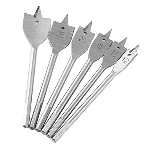 Brocas planas para perforación 6 piezas: 12/16/18/20/25/32 mm, brocas tipo espátula para trabajo en metal, herramienta DIY