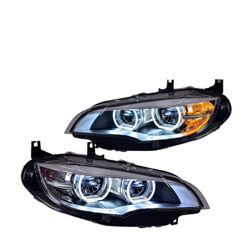 2PCS カーライト と互換性がある BMW X6 E71 2008-2014 対応 オートヘッドライトアセンブリアップグレード ハイコンフィギュレーション ダイナミックシグナルランプツールアクセサリー