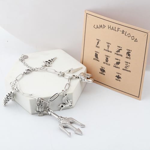 MAOFAED Greek God and Goddess Paperclip Bracelet, Greece Mytholgoy Gift, Book Lover Gifts(camp halflink)3