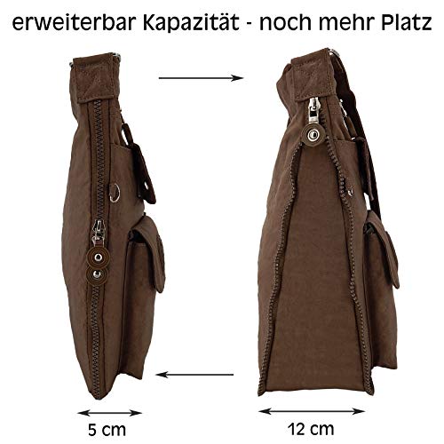 ekavale - leichte Damen-Umhängetasche - Praktische Crossbody-Handtasche - mit vielen fächern - Schultertasche wasserabweisende Damentasche (Braun)