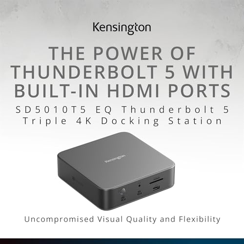 Kensington SD5010T5 Thunderbolt 5 Docking Station with 140W PD, Up to Three 4K 60Hz Displays, 13 Ports, 2 x HDMI, 2 x TB5, SD & Micro SD 4.0 Slots, 2.5Gbps Ethernet (K35231NA) by Kensington - Used condition - Image 2