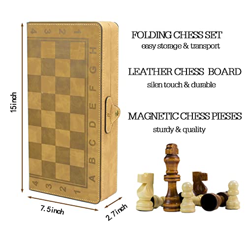 Metal Surface Dominoes Set Double 6& 15Inch Leather Chess Board Chess Set #TOP7