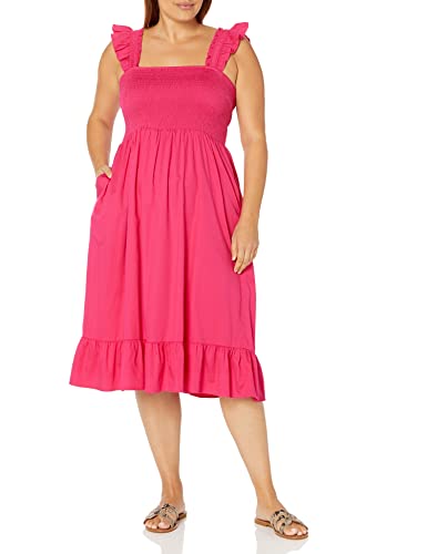 Image of The Drop Womens Kimi Ruffled Shoulder Smocked Midi Dress