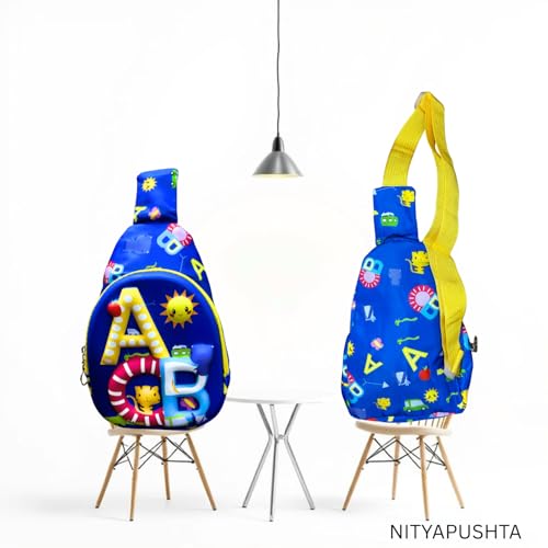 Image of Kids Small Cartoon Design Sling Crossbody Shoulder Bag for Boys & Girls, School Travel & Casual Backpack with Adjustable Strap for Children & Toddlers
