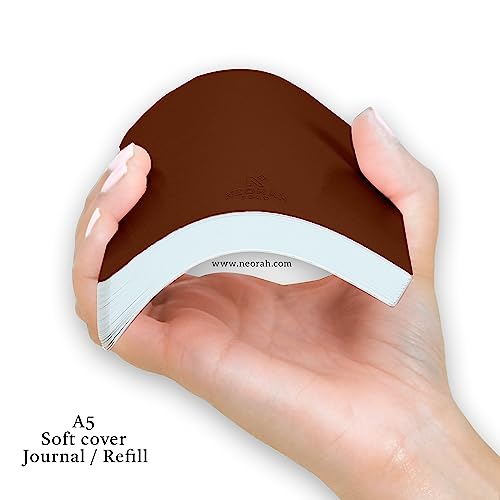 Image of NEORAH - A5 Dotgrid Notebook SOFT COVER | Organiser REFILL | Dotted notebook Journal | 110 GSM | 160 pages (Size 21 cm x 14.8 cm)Planner Journaling Writing Note Taking Diary, Travellers Journal- BROWN