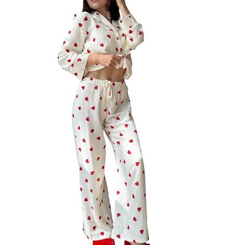 FeMereina Conjunto de pijama de 2 piezas para mujer, estampado de...