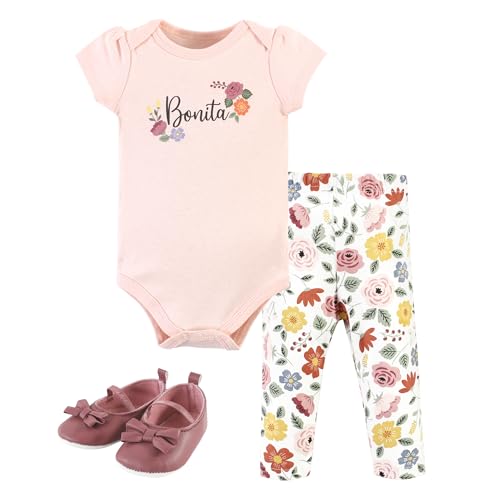 Image of Hudson Baby Unisex Baby Cotton Bodysuit, Pant and Shoe Set