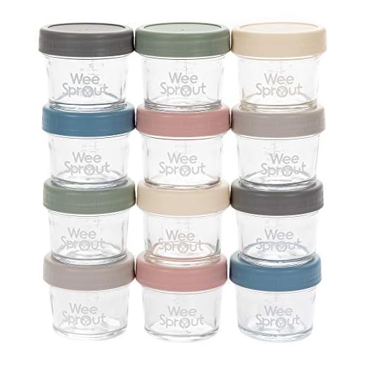 WeeSprout Glass Baby Food Storage Jars - 12 Set, 4 oz Baby Food Jars with Lids, Freezer Storage, Reusable Small Glass Baby Food Containers, Microwave & Dishwasher Friendly, for Infants & Babies
