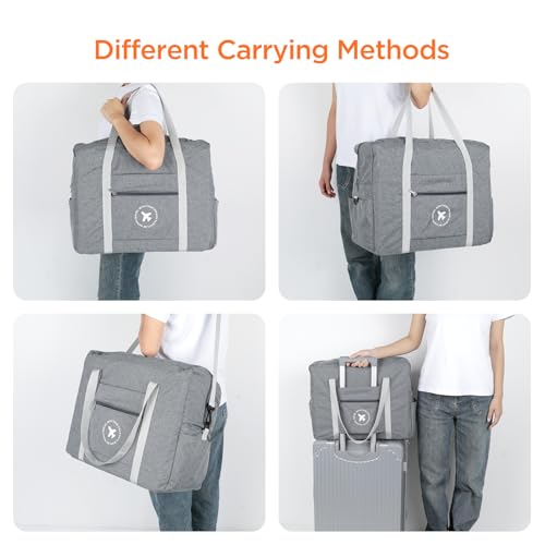 AiQInu Reisetasche Handgepäck 45x36x20cm, Handgepäck Tasche für Easyjet Cabin Bag, Faltbare Handgepäck Tasche für Herren und Damen mit Schultergurt (Grau)