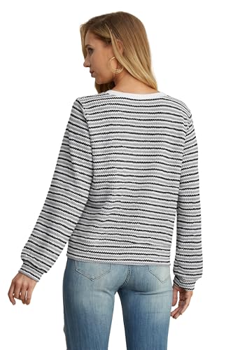Image of Women Striped Cardigan Button Cardigan Sweaters Dressy Casual Lightweight Jacket with Patch Pockets for Women