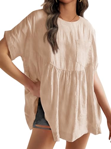 Image of Tankaneo Womens Summer Babydoll Tops Casual Loose Fit Peplum Oversized Tunic Shirts