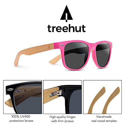 TREEHUT Ebony Stylish Wood Frame Sunglasses - Temples Classic Retro Square Wood Lightweight Sunglasses - Perfect for Fishing Driving Walking Usage - Bamboo Yellow4