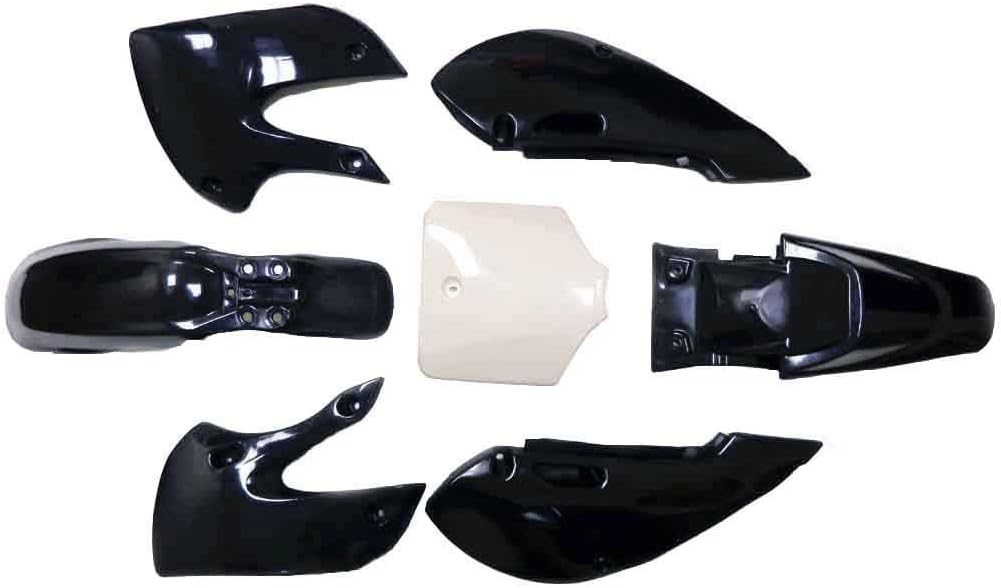 Fairing Kit Plastic Fender for Kawasaki KLX110 KX65 KLX 110 KX 65 Suzuki DRZ110 Chinese 110cc 125cc 140cc Pit Dirt Bike (Black+White)
