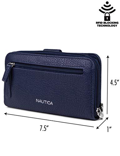 Nautica Be Shore Womens Wallet Rfid Blocking Zip Around Clutch (Indigo) #TOP2