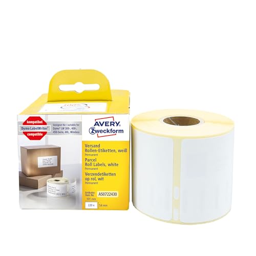 Produktbild von AVERY Zweckform Etikettenrolle A1933084 – Weiß, 57,0 X 32,0 M Für Etikettendrucker