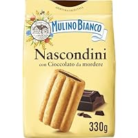Mulino Bianco Biscotti Frollini Nascondini con Cioccolato da Mordere, Senza Olio di Palma, Colazione Ricca di Gusto, 330 g