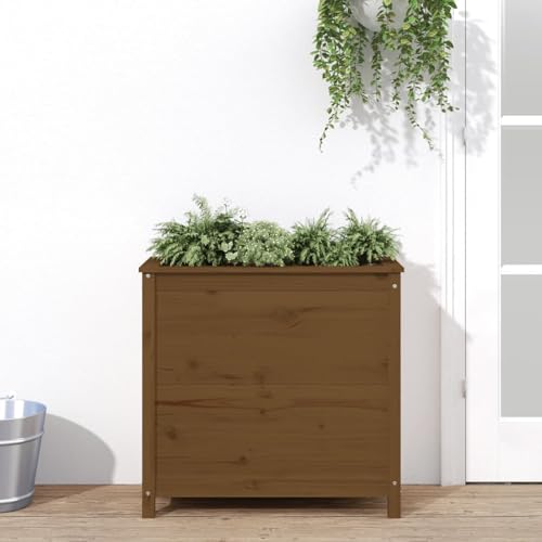 Homgoday Jardinera Madera Maciza de Pino marrón Miel 82,5x40x78 cm, Jardinera Macetero Recipiente Flores Plantas Soporte Jardín Patio Terraza Balcón Decoración Adornos