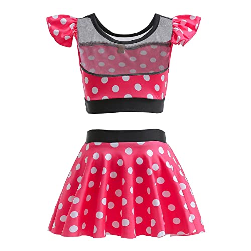 Image of REXREII Girls Princess Swimsuits Two-Piece Tankini Set Beach Surf Birthday Swimming Party Bathing Suits Fancy Swimwear