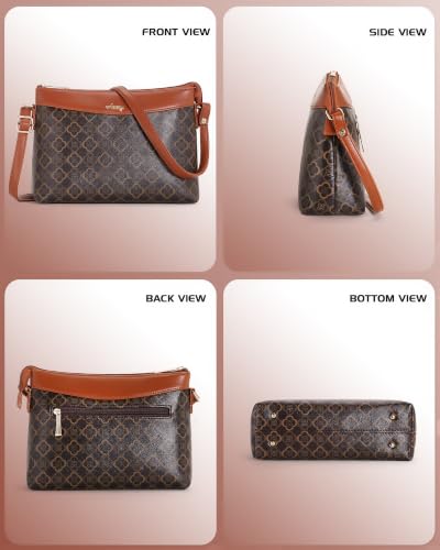 Image of Apery Elegant Printed Sling Bag | Two-Tone Faux Leather Shoulder Purse with Adjustable Strap