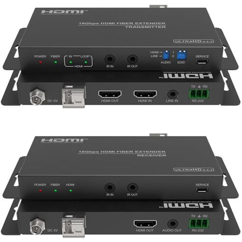 DVDO Fiber-1 18Gbps HDMI Over Optical Fiber Extender with Audio Extracting