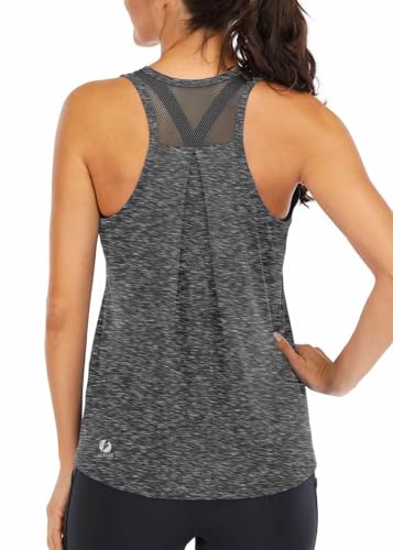 Image of ICTIVE Workout Tops for Women Loose Fit Racerback Mesh Backless Muscle Tank Running Shirts