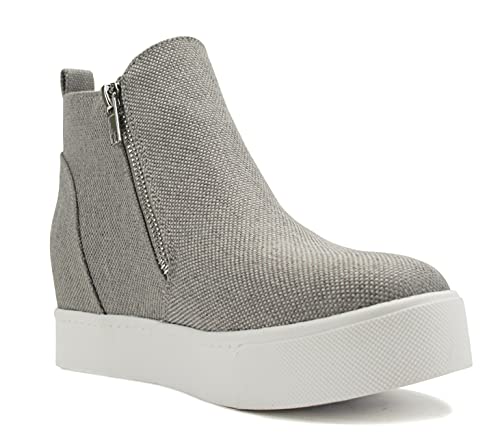 Image of Soda Taylor Hidden Wedge Sole Booties Ankle Heels Sneaker Shoes Side Zipper