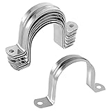 10 Pcs 4inch Rigid Pipe Strap,Two Hole Stainless Steel Strap U Bracket, Widened Tube Strap Tension Clip Assortment Kit Heavy Duty Pipe Clamp for Pipe Fixing（110mm）