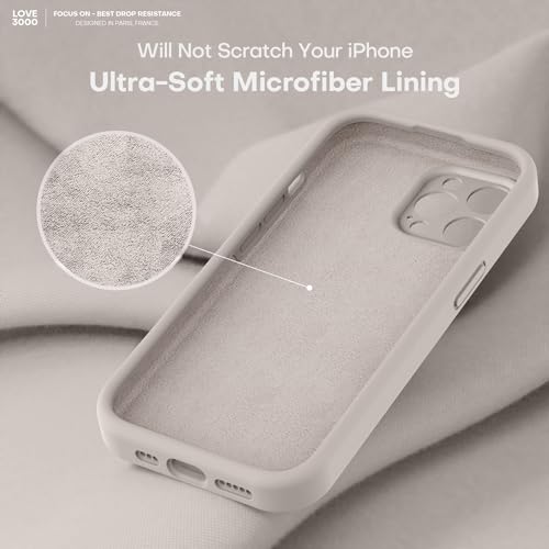 Image of LOVE 3000 Designed for iPhone 13 Pro Max Case, Premium Silicone with [Soft Anti-Scratch Microfiber Lining] Shockproof Protective Phone Case for Men Women Girls 6.7 inch, Stone