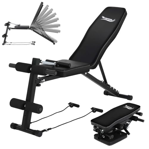 Novonova 4 in 1 Panca Multifunzione Pieghevole per Palestra Casa, Panca Regolabile Pesi Inclinata...