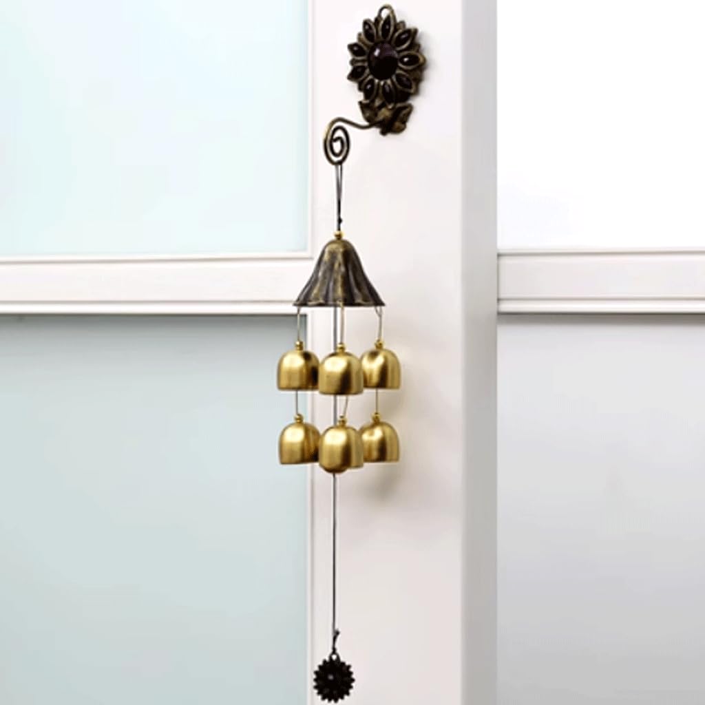 KRILLIQ Carillons éoliens Carillons éoliens rétro en cuivre Pur pour la décoration, Beaux Cadeaux de Cloches à Vent Lotus à Neuf Feuilles pour la Cour pour Le Jardin