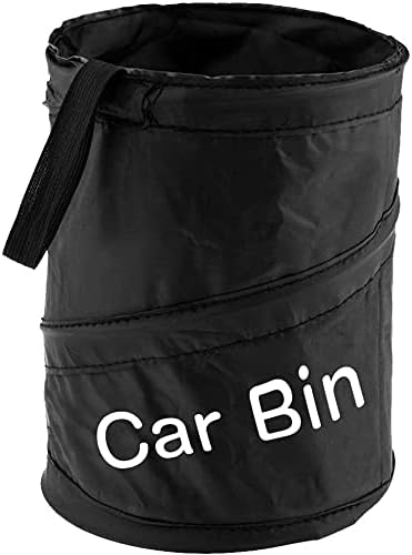 Bogoo Car Bin - Portable Collapsible Car Trash Can Pop-up Waterproof Car Bin Tidy with 1 Hook Hanging Car Rubbish Bin for Front/Back of Car - Black