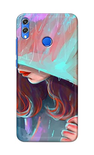 Image of PRINTFIDAA Pretty Woman Under The Umbrella Painting Printed Designer Hard Case for Honor 8X, JSN-L11, JSN-L21, JSN-L22, JSN-L23 Back Cover -(e) RPM1007