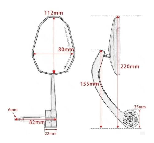 Espejo motocicleta retrovisores universales barra 22mm MT09 4