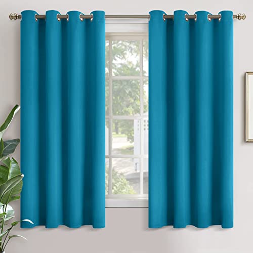 Image of YoungsTex Blackout Curtains for Bedroom - Thermal Insulated with Grommet Top Room Darkening Window Curtains for Living Room, 2 Panels, Peacock Blue, 52 x 63 Inch