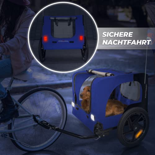 Hundeanhänger für Fahrrad, Fahrradanhänger für Hunde, inkl. Fahne und Gurt, klappbar und leicht im Kofferraum verstaubar, in den Farben: Rot, Sand, Minzgrün, Violettblau, Militärblau, Militärgrün