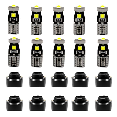 20 Piezas Bombilla LED T10 194 Blanco 6000K con Zócalo