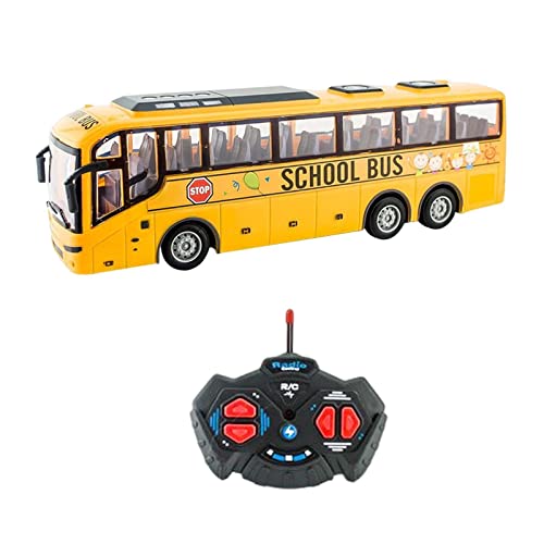 Oshhni Vehículos teledirigidos del Coche del autobús Escolar de RC con electrónico de la afición de Las Luces LED para los niños, Amarillo