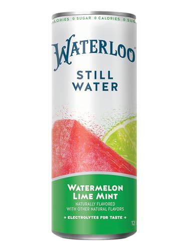Waterloo Still Water, Watermelon Lime Mint Naturally Flavored Purified Water | 12 Fl Oz Cans (Pack of 12) – Zero Calories and Zero Sugar or Sweeteners