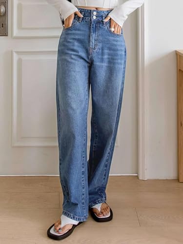 Image of KOTTY Wide Fit Denim Pants - Women's High Rise Wide Leg Comfort